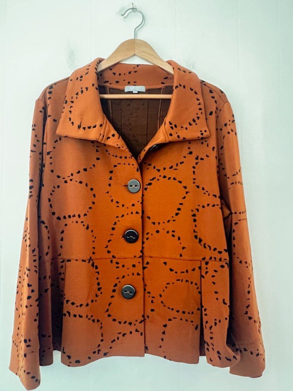 Habitat Clothing Retro Circle Knit Jacquard Button Jacket Ginger Rust - Picture 3 of 11